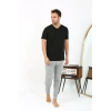 Moda Çizgi Erkek Pamuk Tek Alt Pijama Gri 27551