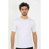 Moda Çizgi Erkek Sıfır Yaka Likralı Beyaz T-Shirt 65710