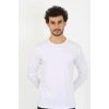 Moda Çizgi Erkek Sıfır Yaka Uzun Kol Beyaz Fanila 6590