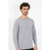 Moda Çizgi Erkek Sıfır Yaka Uzun Kol Gri Fanila 6590