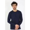 Moda Çizgi Erkek Sıfır Yaka Uzun Kol Lacivert Fanila 6590