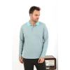 Moda Çizgi Erkek Uzun Kol Penye Tek Üst Pijama Tshırt 6871 Suyeşili