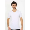 Moda Çizgi Erkek V Yaka Beyaz Penye Atlet 6560