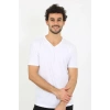 Moda Çizgi Erkek V Yaka Beyaz Penye Atlet 6560