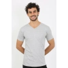 Moda Çizgi Erkek V Yaka Gri Penye Atlet 6560