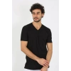Moda Çizgi Erkek V Yaka Siyah Penye Atlet 6560