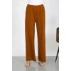 Moda Çizgi Kadın Bürümcük Kumaş Hafif-Esnek Pantolon 210074 Kahve