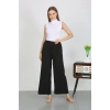Moda Çizgi Kadın Bürümcük Kumaş Hafif-Esnek Pantolon 210074 Siyah