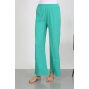 Moda Çizgi Kadın Bürümcük Kumaş Hafif-Esnek Pantolon 210074 Yeşil