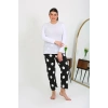 Moda Çizgi Kadın Büyük Beden Tek Alt Pijama Siyah 27553