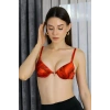 Moda Çizgi Kadın Destekli Balenli Desenli Sütyen 4922 Kırmızı