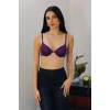 Moda Çizgi Kadın Destekli Balenli Sütyen 4926 Mor