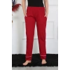 Moda Çizgi Kadın Pamuk Penye Cepli Tek Alt Pijama Bordo 27512