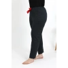 Moda Çizgi Kadın Pamuklu Büyük Beden Alt Pijama 27557 Siyah