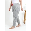 Moda Çizgi Kadın Pamuklu Büyük Beden Alt Pijama 27558 Gri
