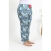 Moda Çizgi Kadın Pamuklu Büyük Beden Alt Pijama 27558 Mavi