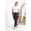 Moda Çizgi Kadın Pamuklu Büyük Beden Alt Pijama 27559 Füme