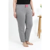 Moda Çizgi Kadın Pamuklu Büyük Beden Alt Pijama 27559 Gri