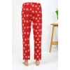 Moda Çizgi Kadın Penye Desenli Tek Alt Pijama 27530 Bordo
