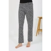 Moda Çizgi Kadın Penye Leopar Desenli Tek Alt Pijama 27536 Gri