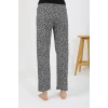 Moda Çizgi Kadın Penye Leopar Desenli Tek Alt Pijama 27536 Gri