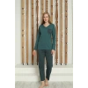 Moda Çizgi Kadın Penye Uzun Kol Pijama Takım 4146