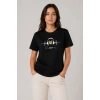 Müzik Temalı Baskılı Tişört Bisiklet Yaka Kısa Kol T-Shirt - Siyah