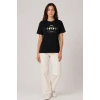 Müzik Temalı Baskılı Tişört Bisiklet Yaka Kısa Kol T-Shirt - Siyah