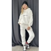 Nakış İşlemeli Üç İplik Sweat Takım- Beyaz