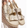 Olira Bej Simli Kemerli Sandalet