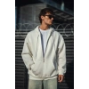 Oversize Tam Fermuarlı Uzun Kol Hırka - Beyaz