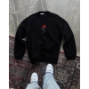 Oversize Üç İplik Bisiklet Yaka Baskılı SweatShirt - Siyah