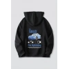 Sevgililer Günü Araba Temalı Baskılı Oversize Kapüşonlu Sweatshirt Hoodie - Siyah