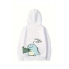 Sevgililer Günü Baskılı Oversize Kapüşonlu Sweatshirt Hoodie - Beyaz