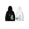 Sevgililer Günü Baskılı Oversize Kapüşonlu Sweatshirt Hoodie - Siyah
