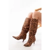SR-2001 Leopar İnce Topuklu Günlük Bayan Çizme