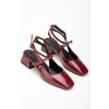 ST-003 Bordo Rugan Günlük 4 cm Topuklu Bayan Ayakkabı