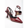 ST-004 Bordo Rugan Günlük 7 cm Topuklu Bayan Ayakkabı