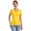 T-Shirt V Yaka Slim Fit Likralı Tişört Günlük Basic Body - Sarı