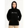 Üç İplik Kapşonlu ön Ve Arka Baskılı SweatShirt Hoodie- Siyah
