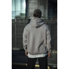Üç İplik Penye Kapşonlu Basic SweatShirt - Boyalı Gri