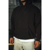 Üç İplik Penye Kapşonlu Basic SweatShirt - Siyah
