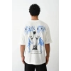 Unisex Baskılı Oversize T-Shirt - Beyaz