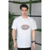 Unisex Baskılı Oversize T-Shirt - Beyaz