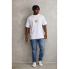 Unisex Baskılı Oversize T-Shirt - Beyaz