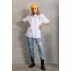 Unisex Baskılı Oversize T-Shirt - Beyaz