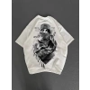 Unisex Baskılı Oversize T-Shirt - Beyaz