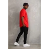 Unisex Baskılı Oversize T-Shirt - Kırmızı