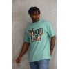 Unisex Baskılı Oversize T-Shirt - Mint Yeşili