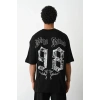 Unisex Baskılı Oversize T-Shirt - Siyah